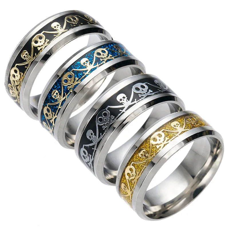 Exaggerated Pirate Captain Rings with Punk Vibes & Steel Details