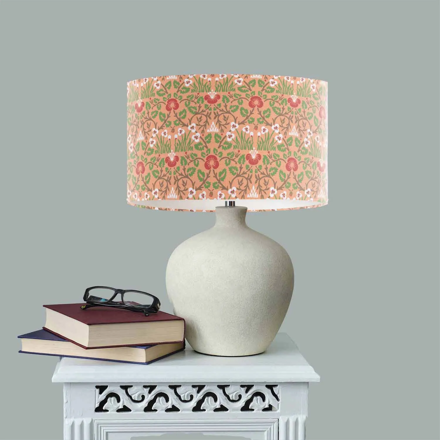 Eyesbright Peach Fuzz  - William Morris Print Textile Lampshade