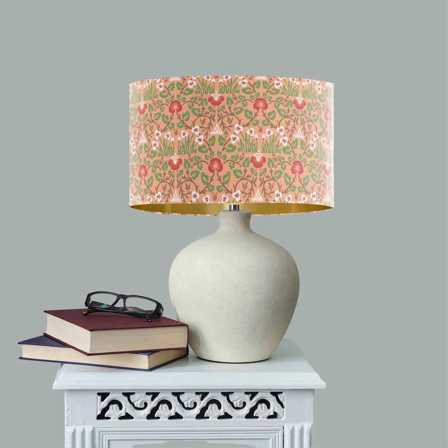 Eyesbright Peach Fuzz  - William Morris Print Textile Lampshade