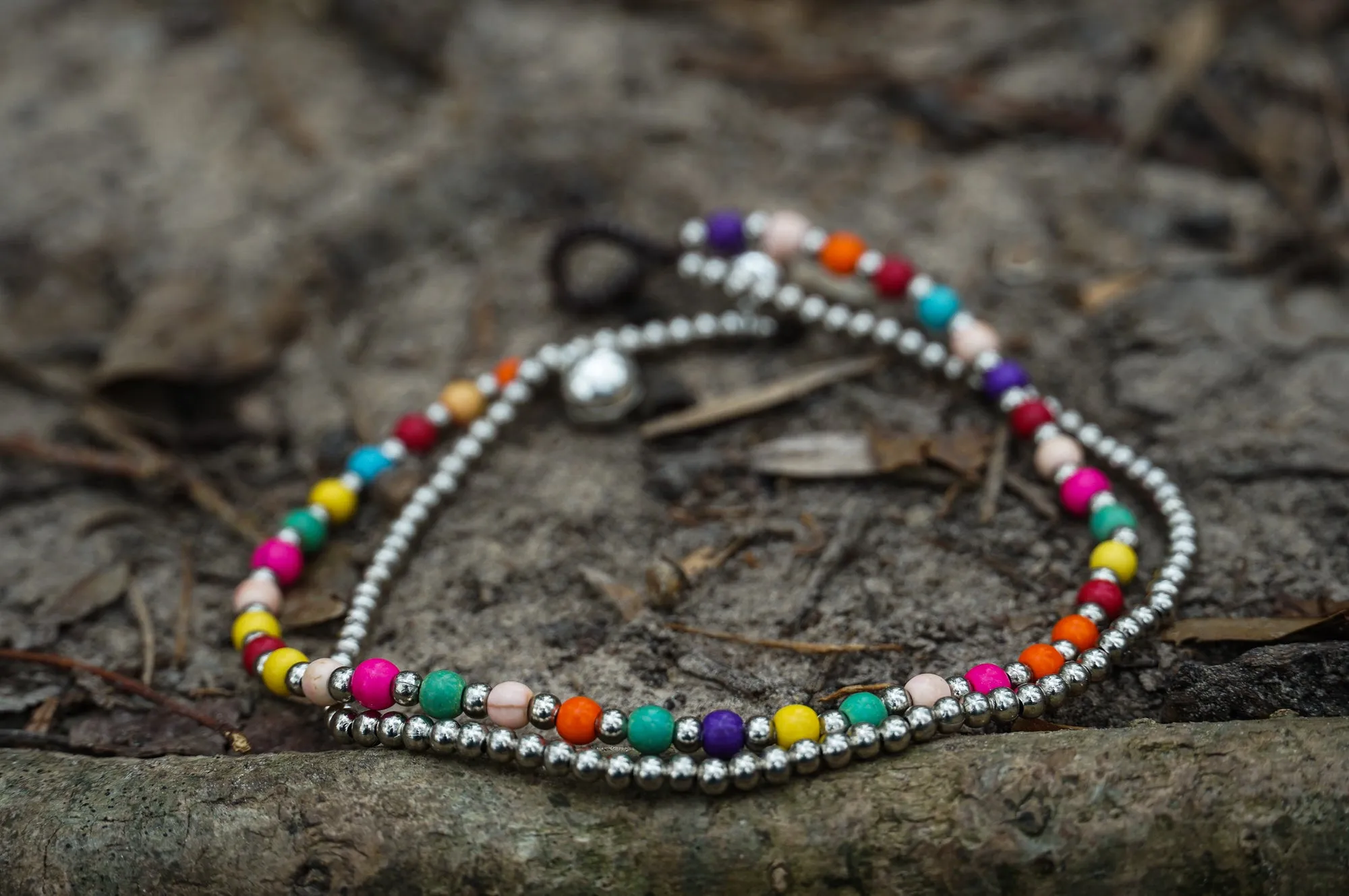 Fancy Dual Band Boho Silver Anklet