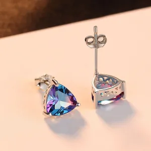 FB305 Irregular Purple Geometric 925 Sterling Silver Earrings Charm Jewelry