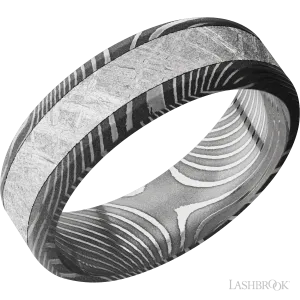 Flat twist with Acid Finish and Meteorite Inlay - 7MM