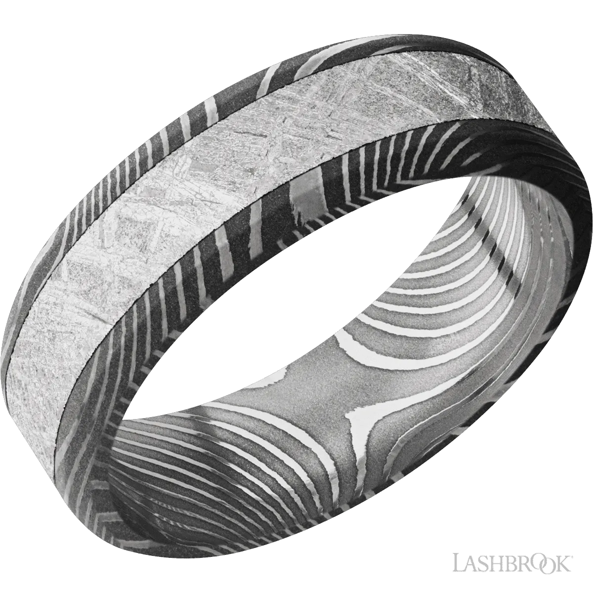 Flat twist with Acid Finish and Meteorite Inlay - 7MM