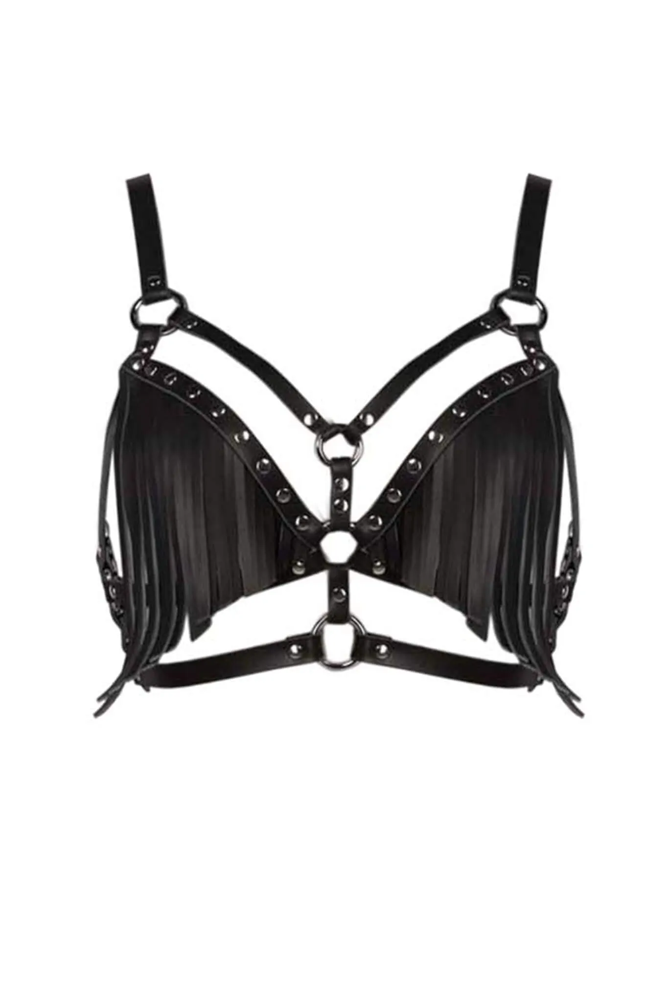 Fringe Leather Harness Bra