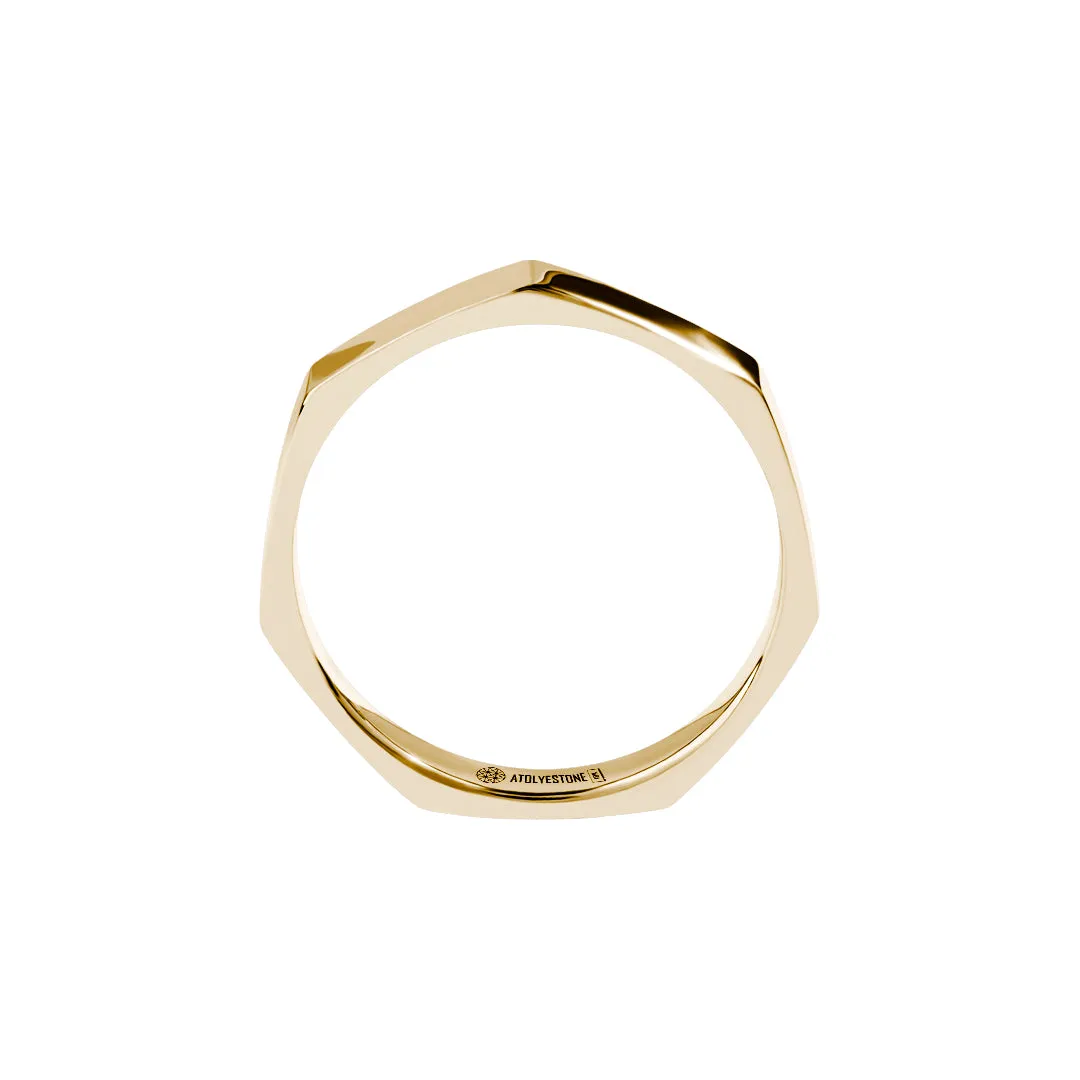 Geometric Band Ring in Gold