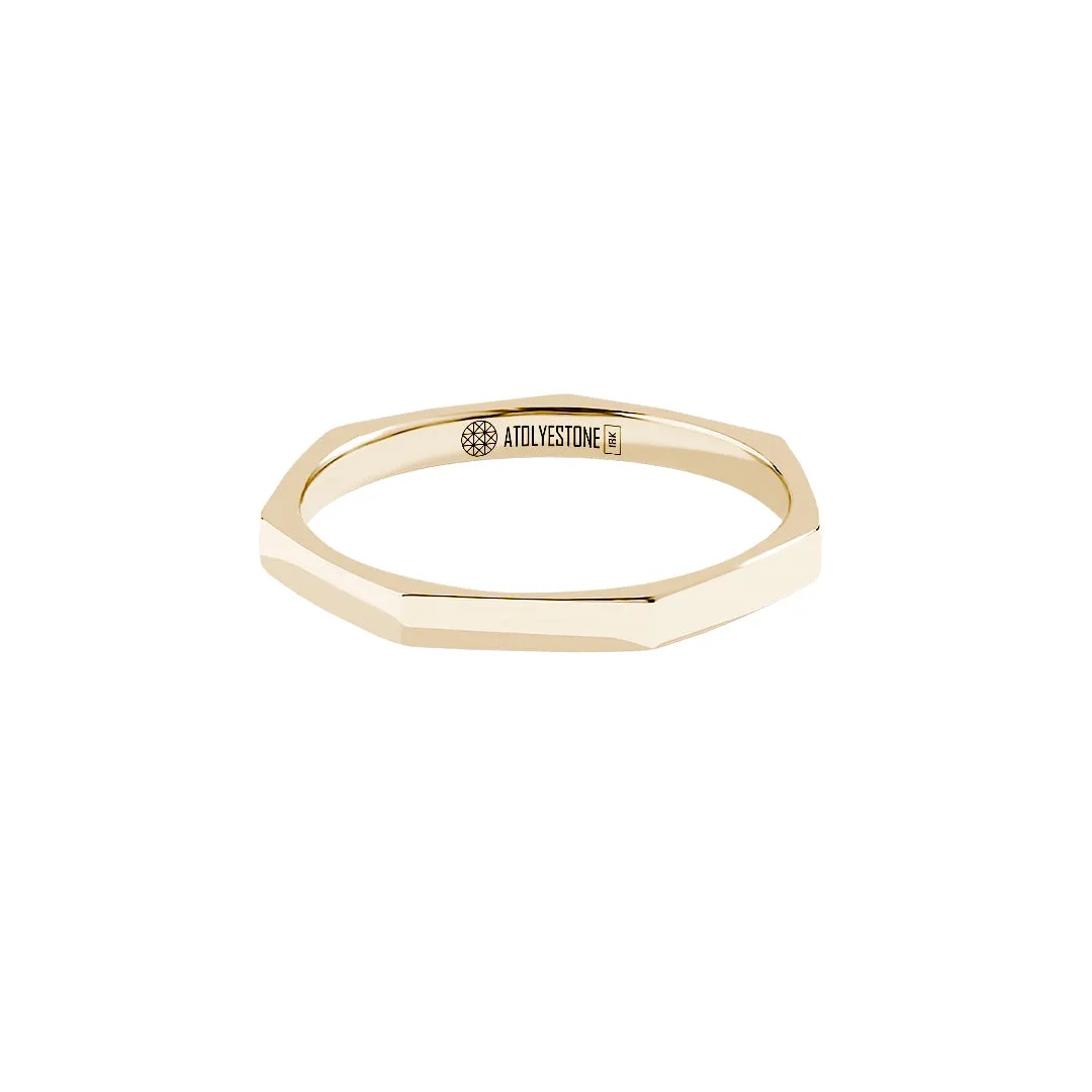 Geometric Band Ring in Gold