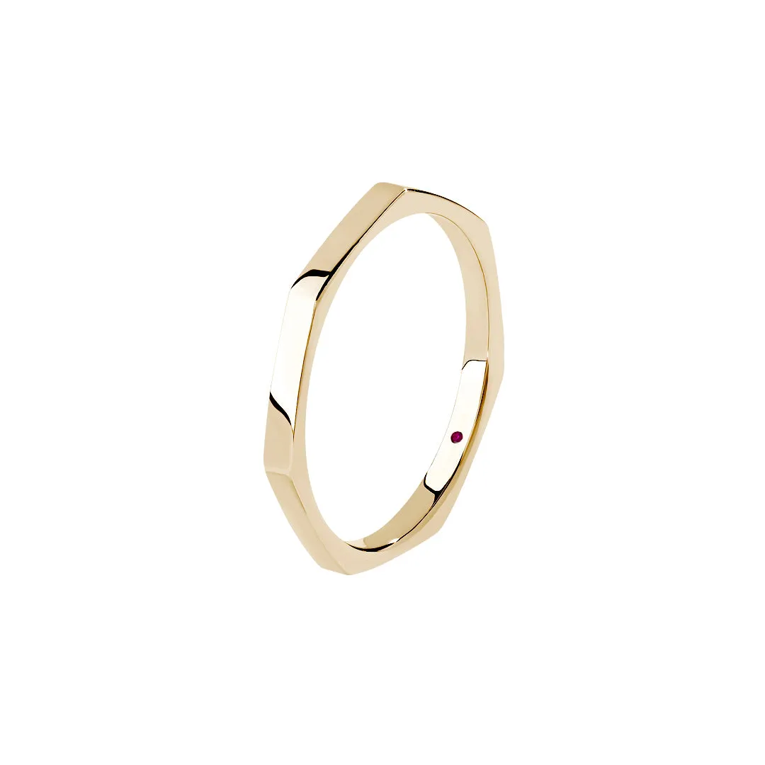 Geometric Band Ring in Gold