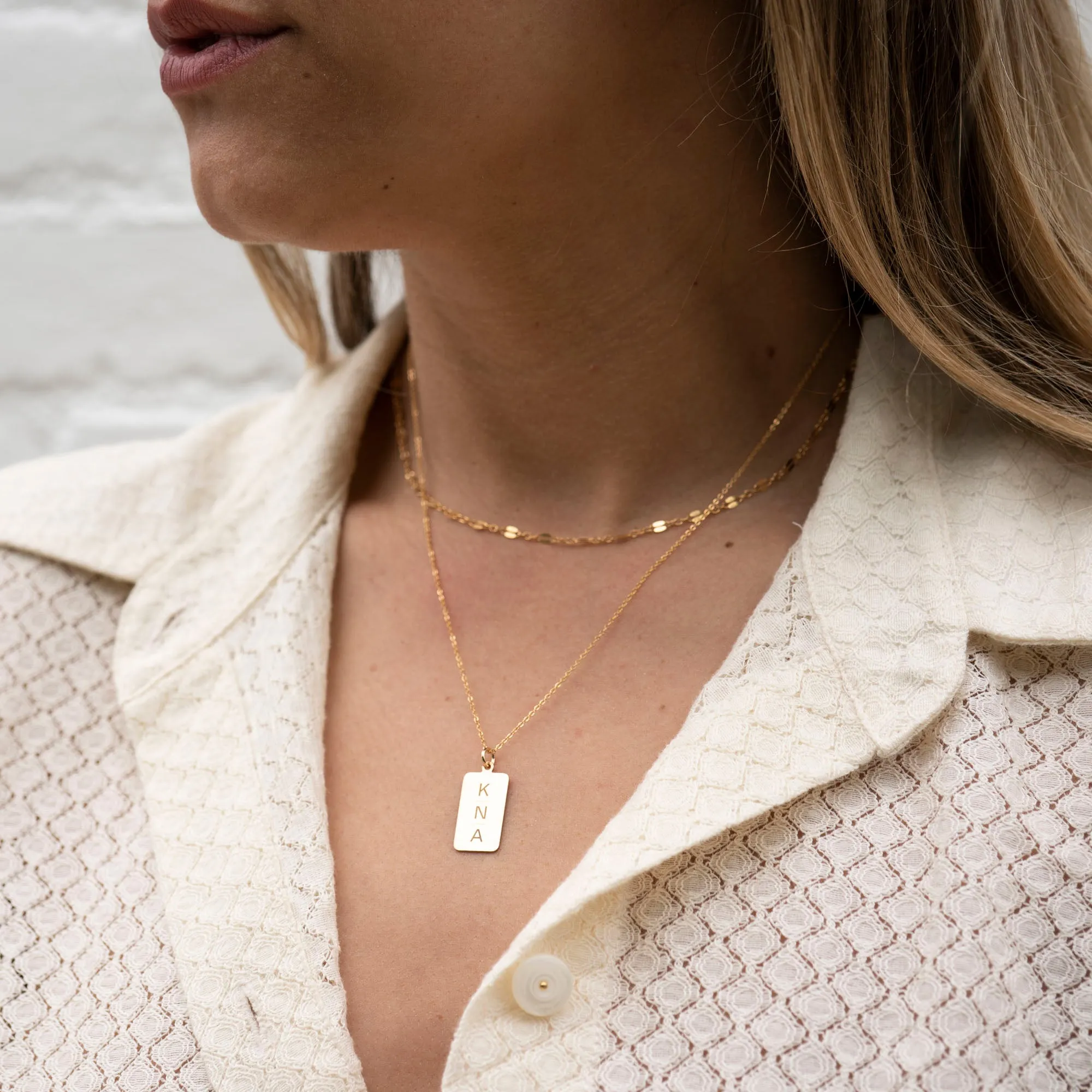 Gold Filled Initial Rectangle Necklace