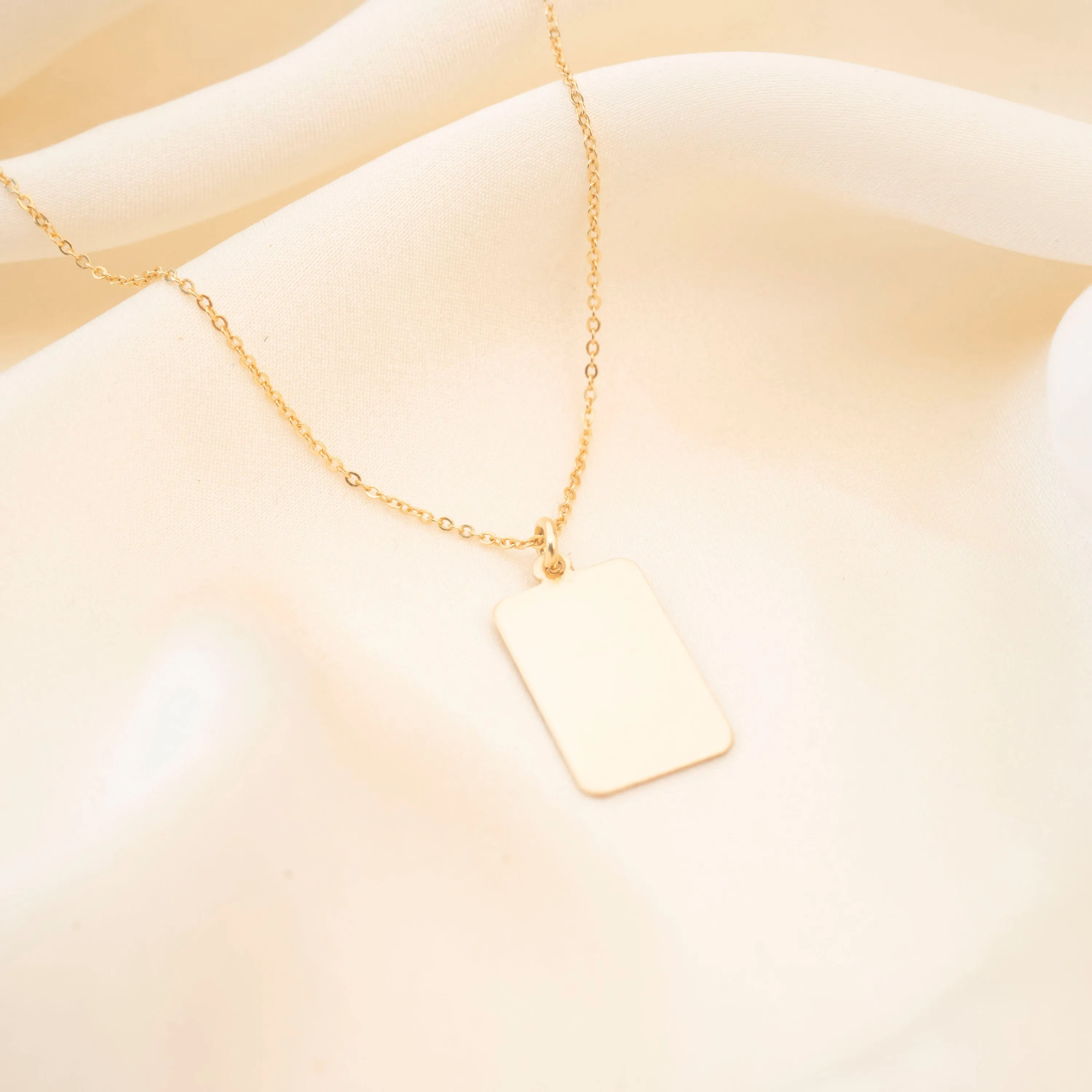 Gold Filled Initial Rectangle Necklace