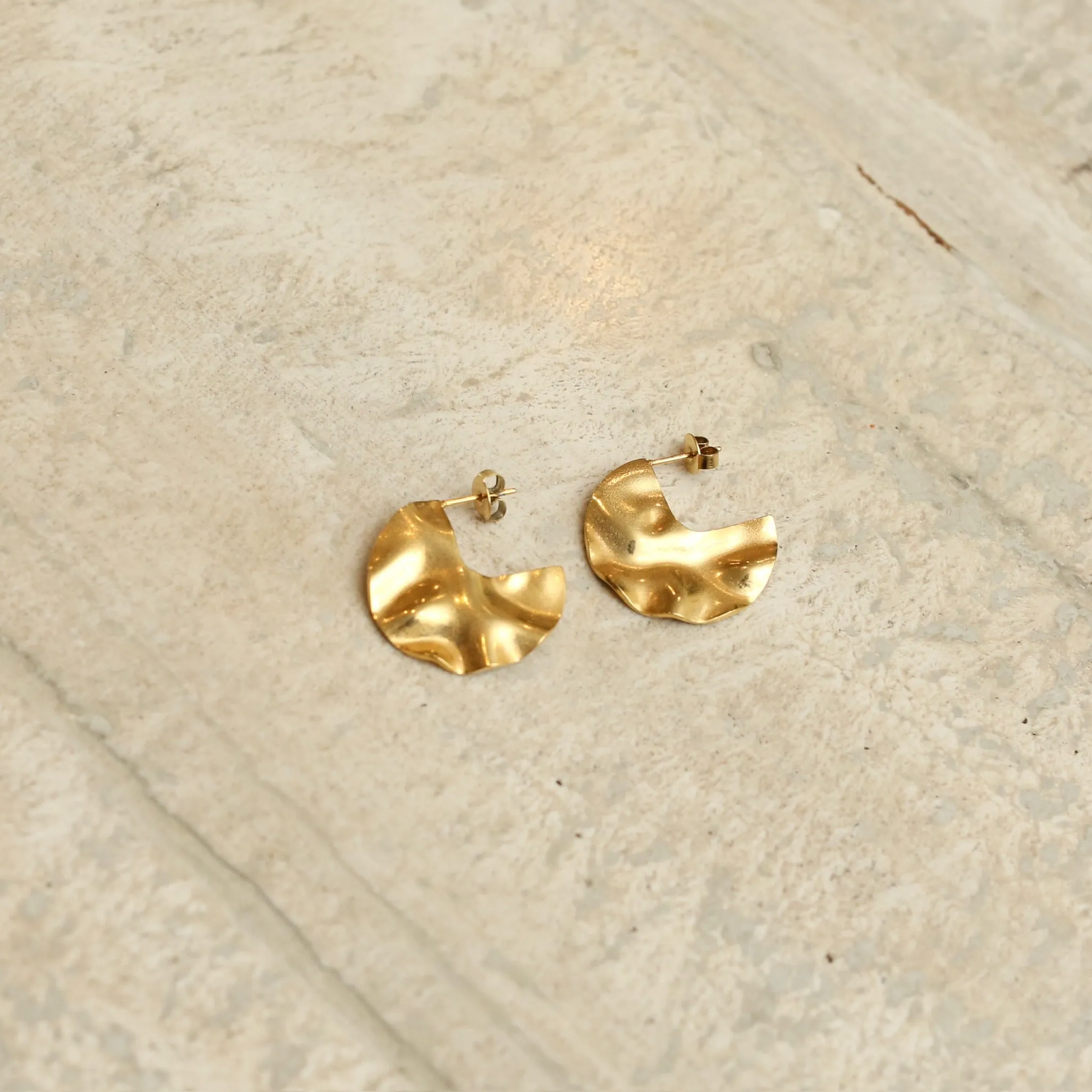 Gold Foil Large Circle Earrings