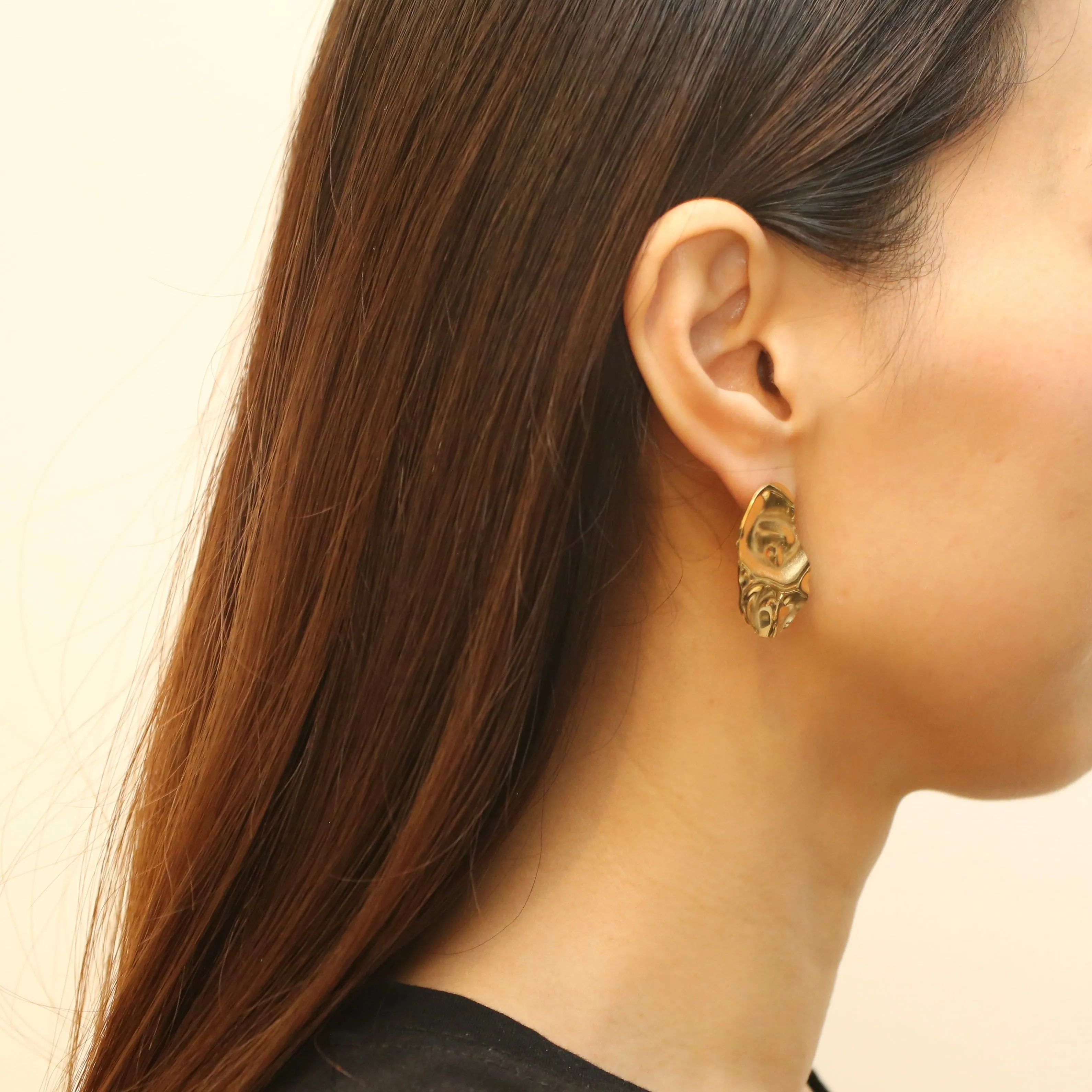 Gold Foil Stud Drop Earrings