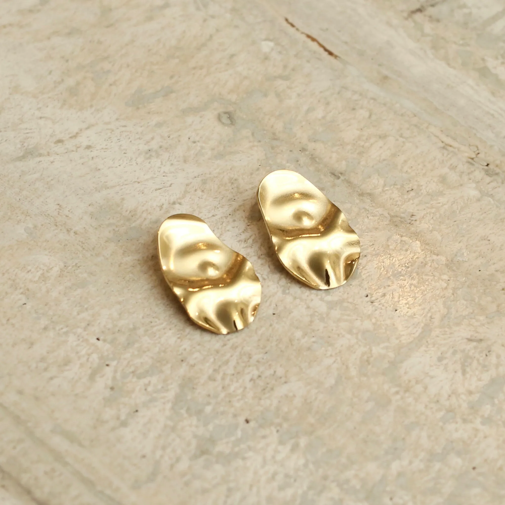 Gold Foil Stud Drop Earrings