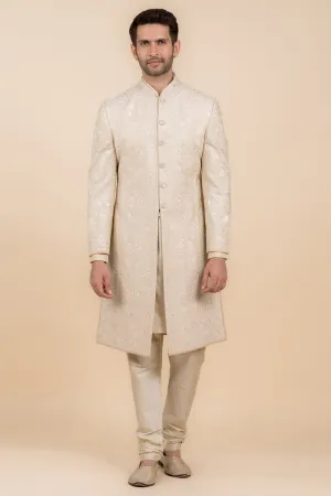 Gold Pearl Highlighted Embroidered Sherwani