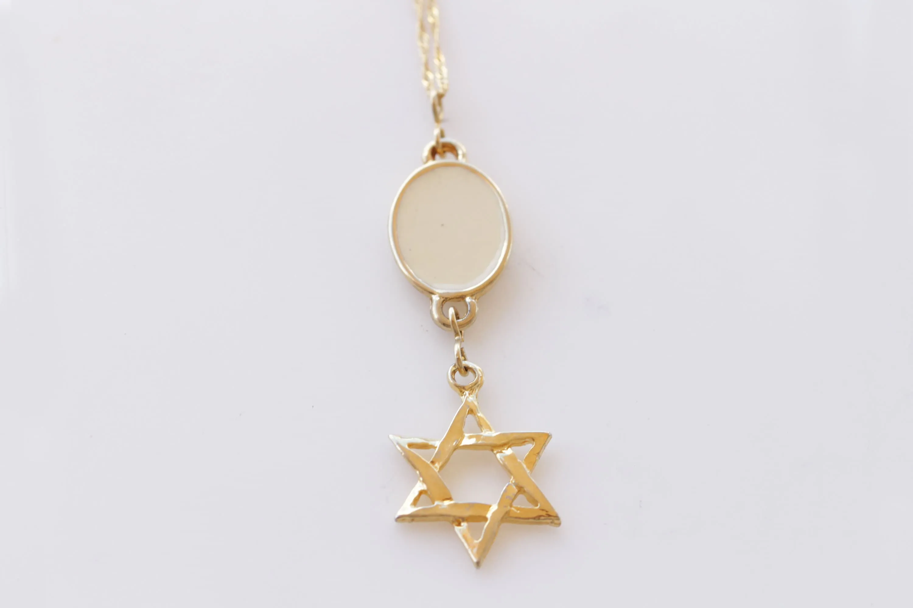 Gold White Star Of David Necklace