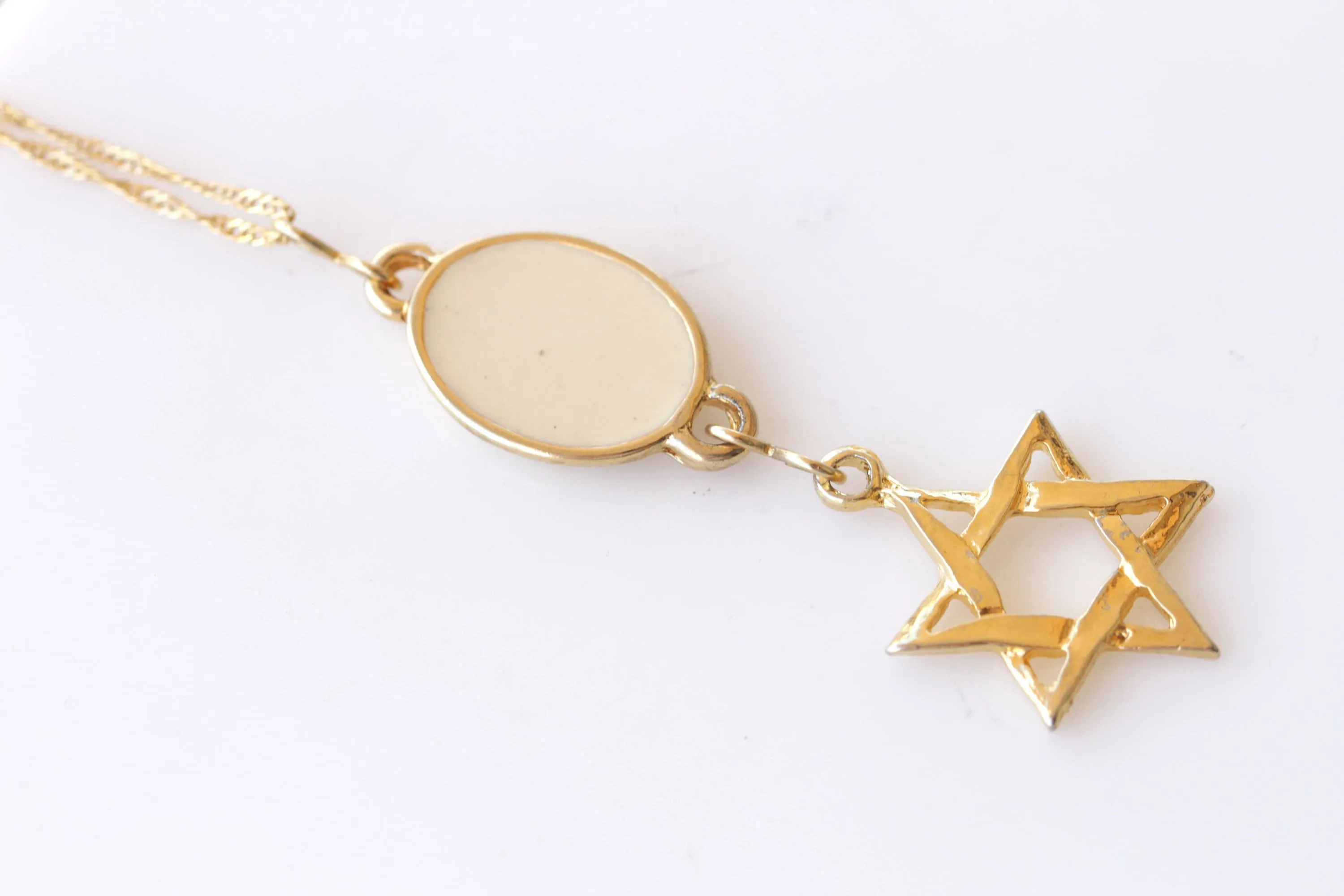 Gold White Star Of David Necklace