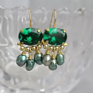 Green Zircon Orchid Earrings