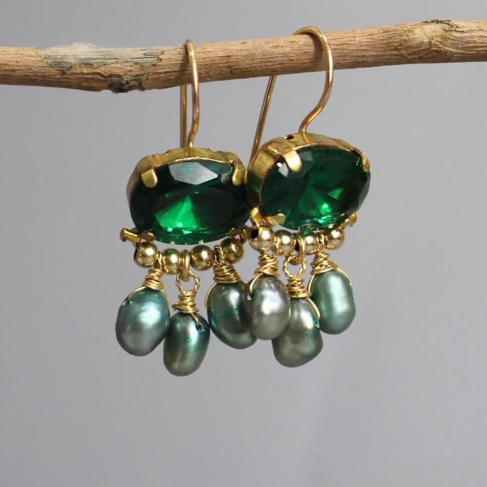 Green Zircon Orchid Earrings