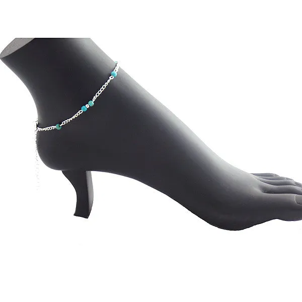 Hand Beaded Blue Anklet Chain