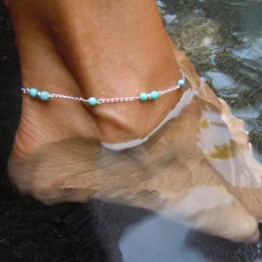 Hand Beaded Blue Anklet Chain