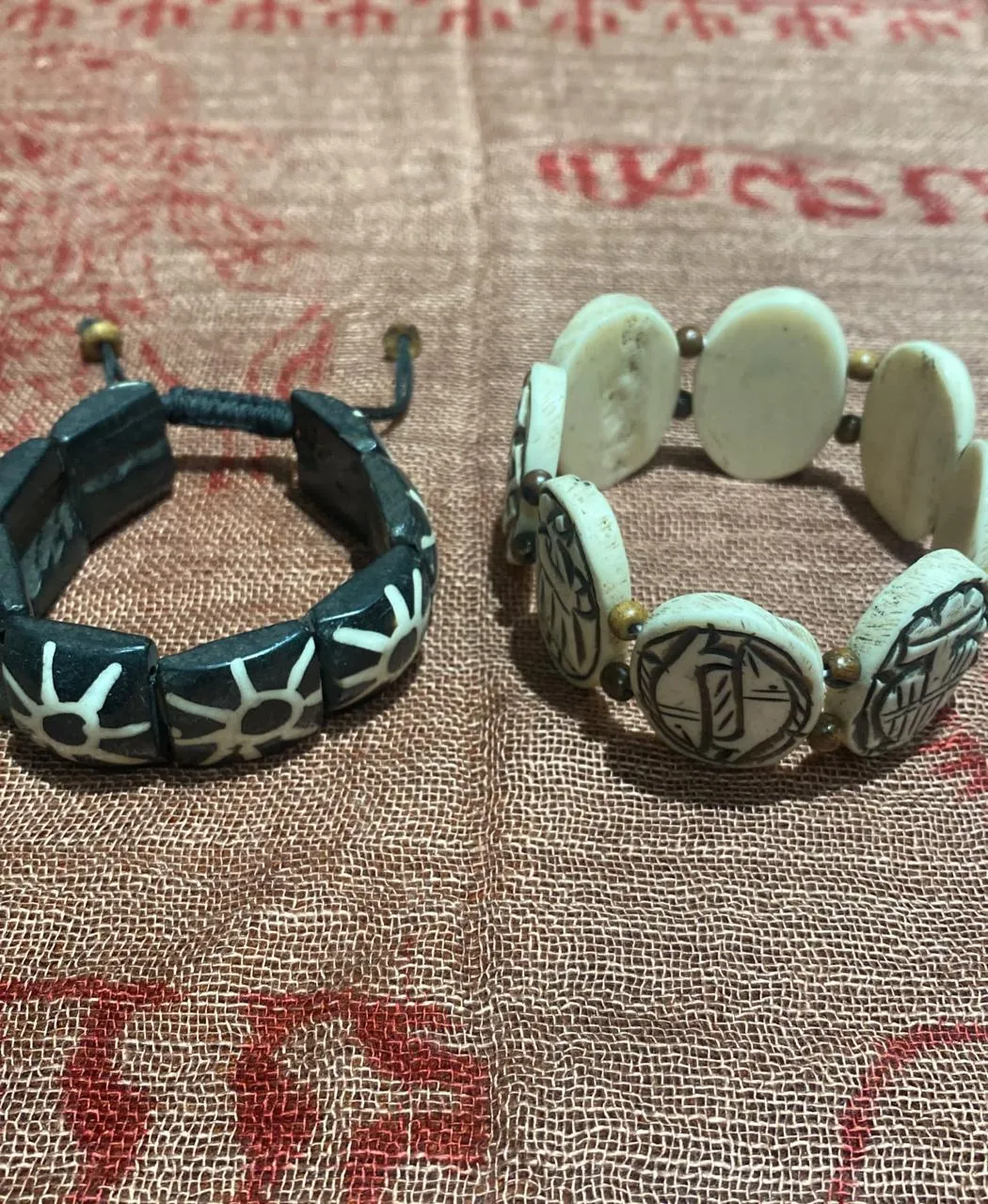 Hand-Carved Bone Bracelets (L) (Assorted)