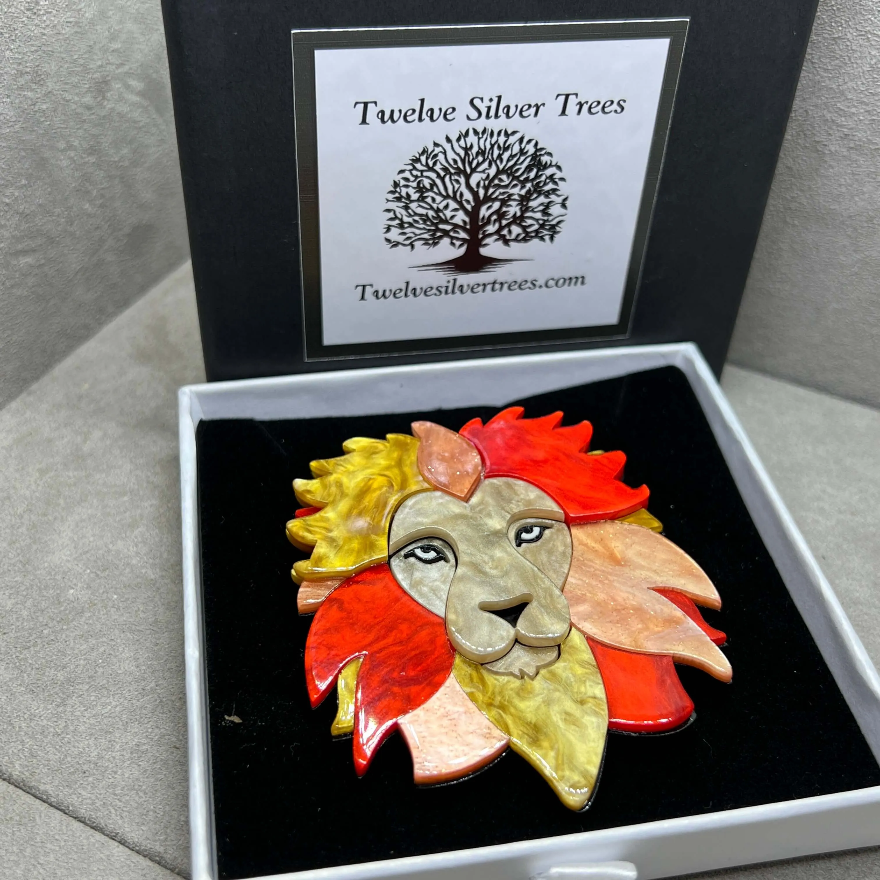 Handmade Acrylic Art Brooch -  The Fierce Lion