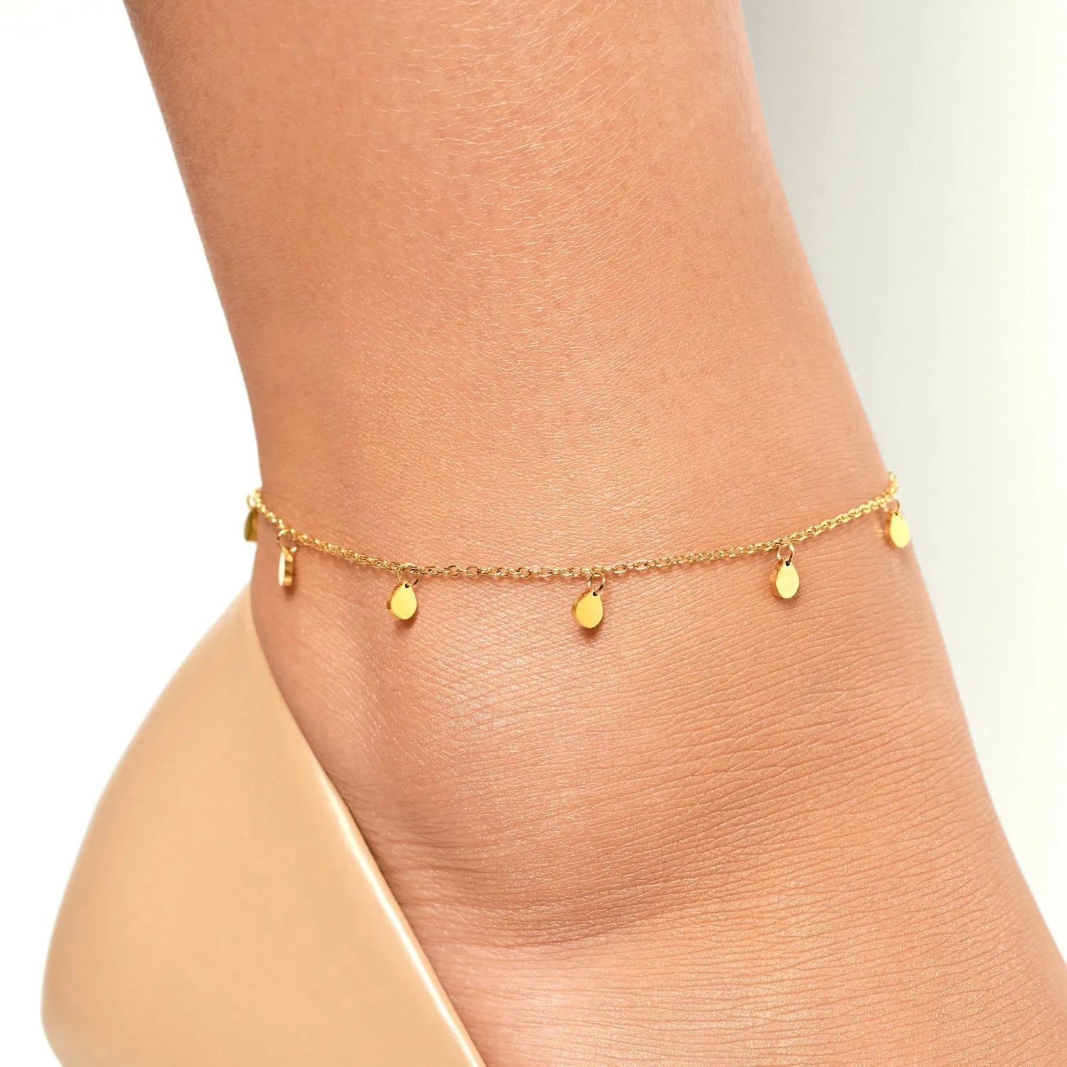 Hanging Disc Anklet (Gold)