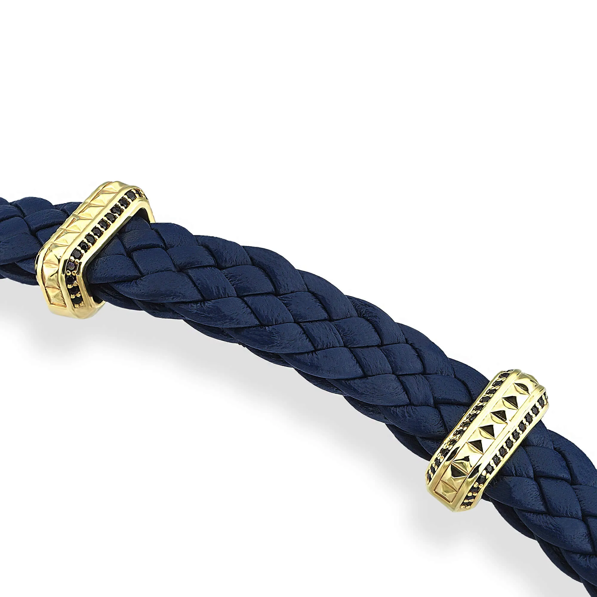 Iconic Elements Leather Bracelet in Yellow Gold