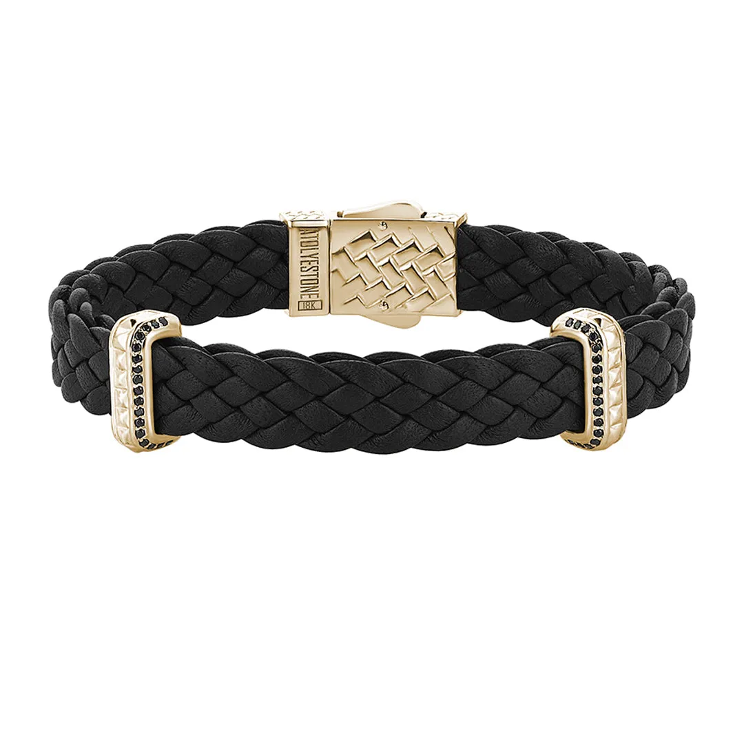 Iconic Elements Leather Bracelet in Yellow Gold