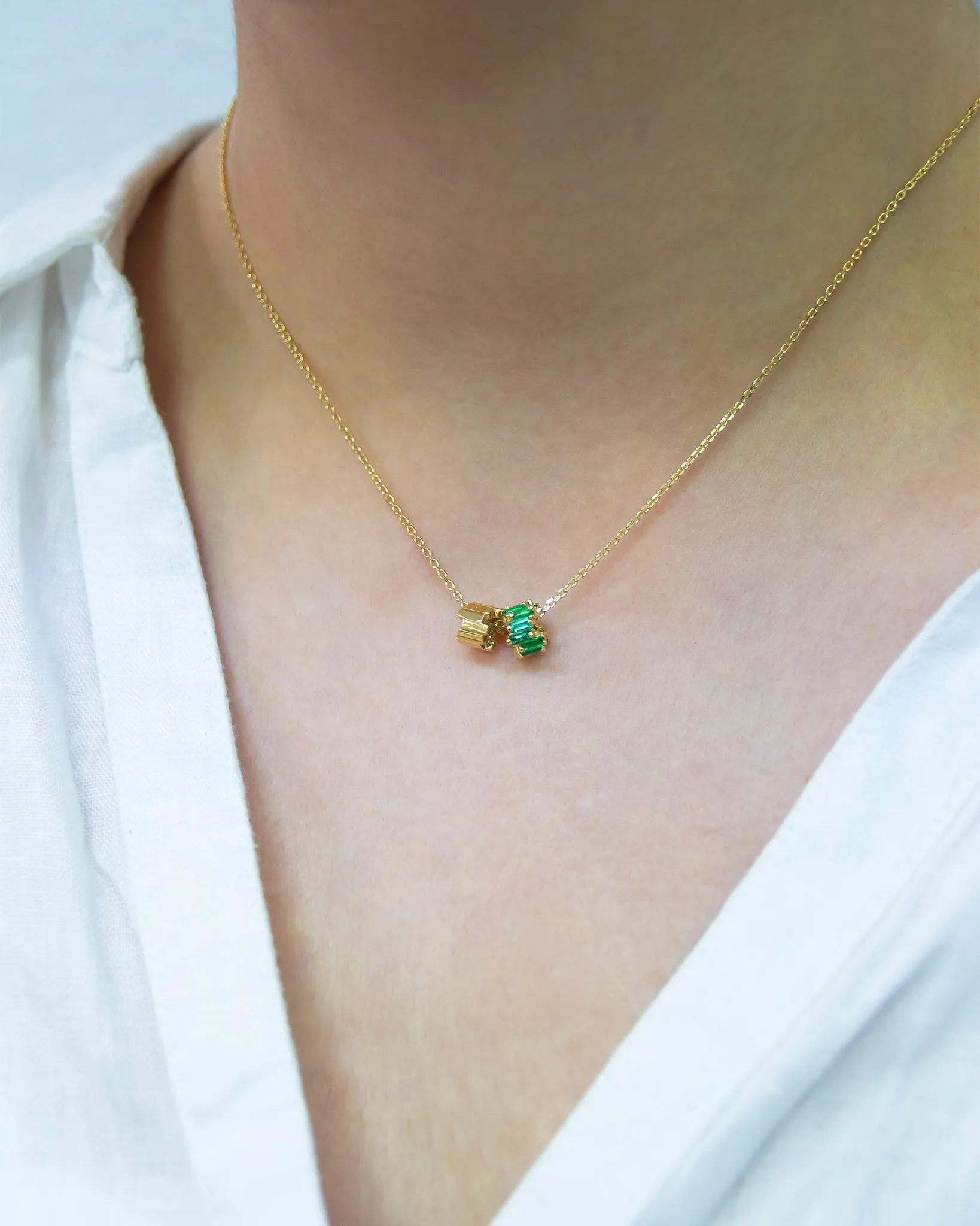 Infinite Emerald & Golden Rondelle Pendant