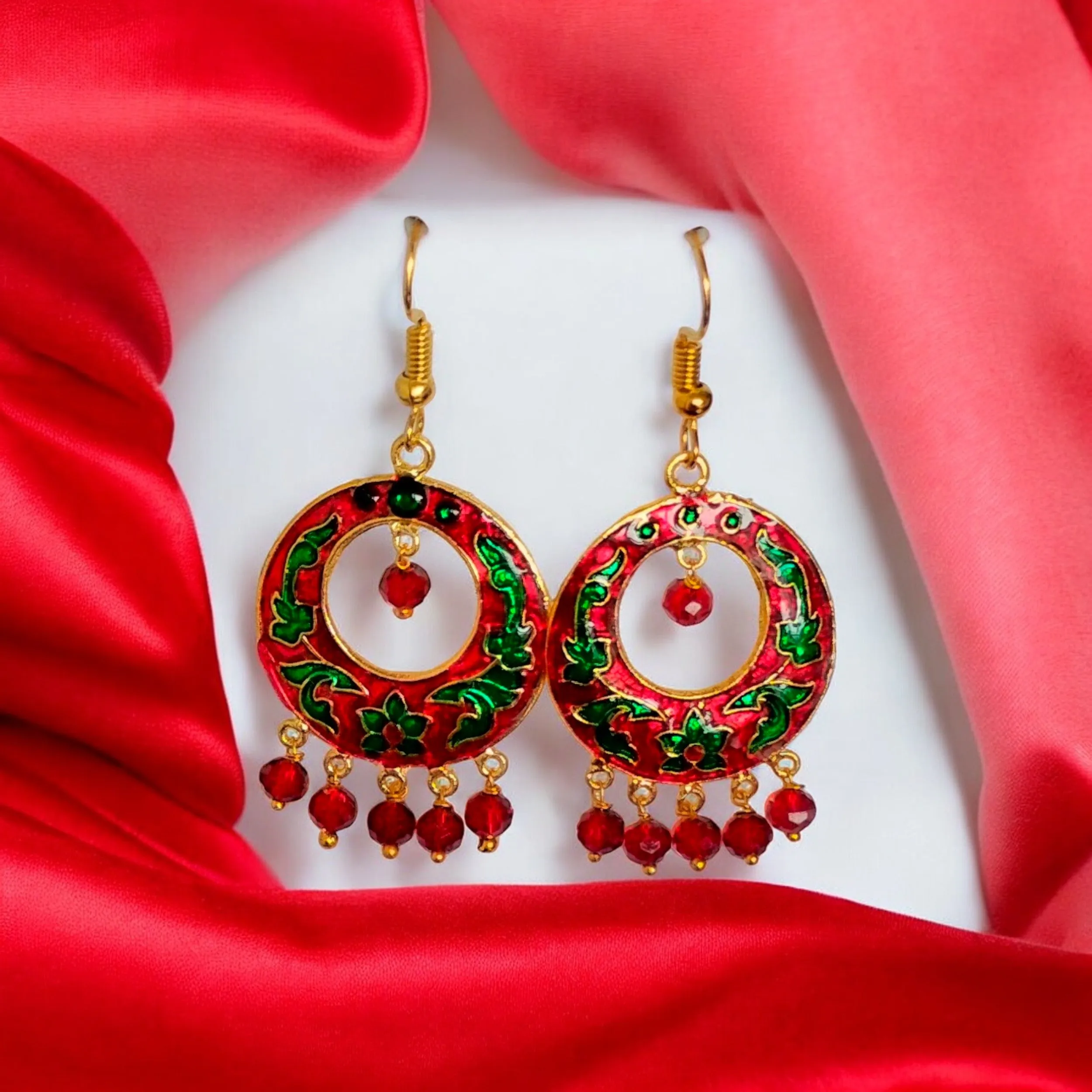 Jewelestia Royal Crimson Enamel Earrings