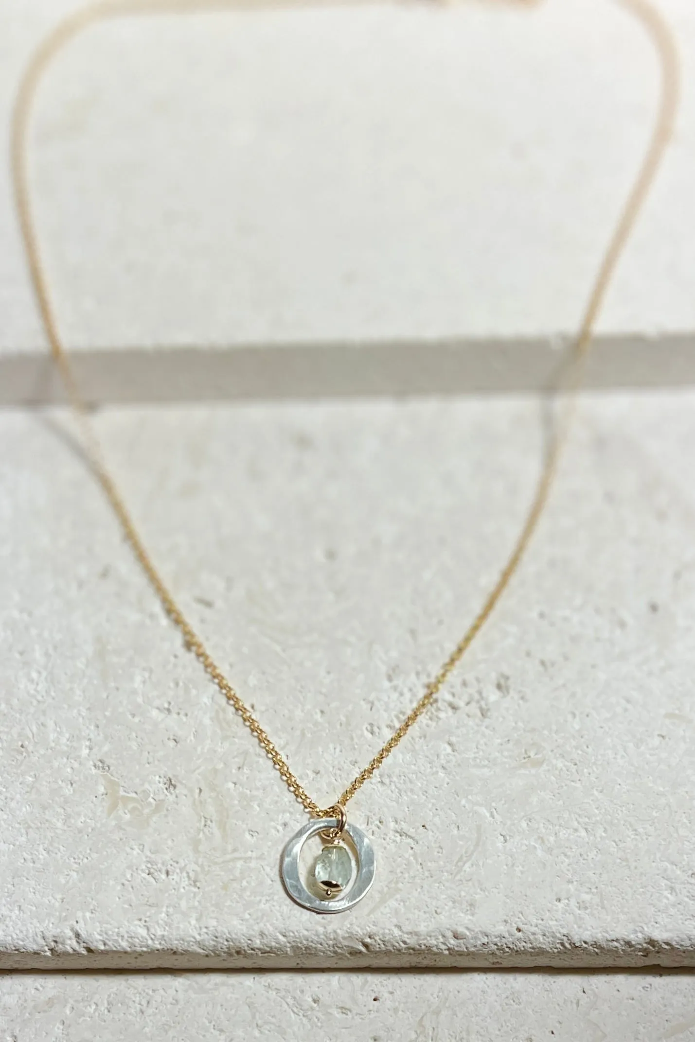 Kai Small Necklace with Aquamarine Drop – Mixed Metal