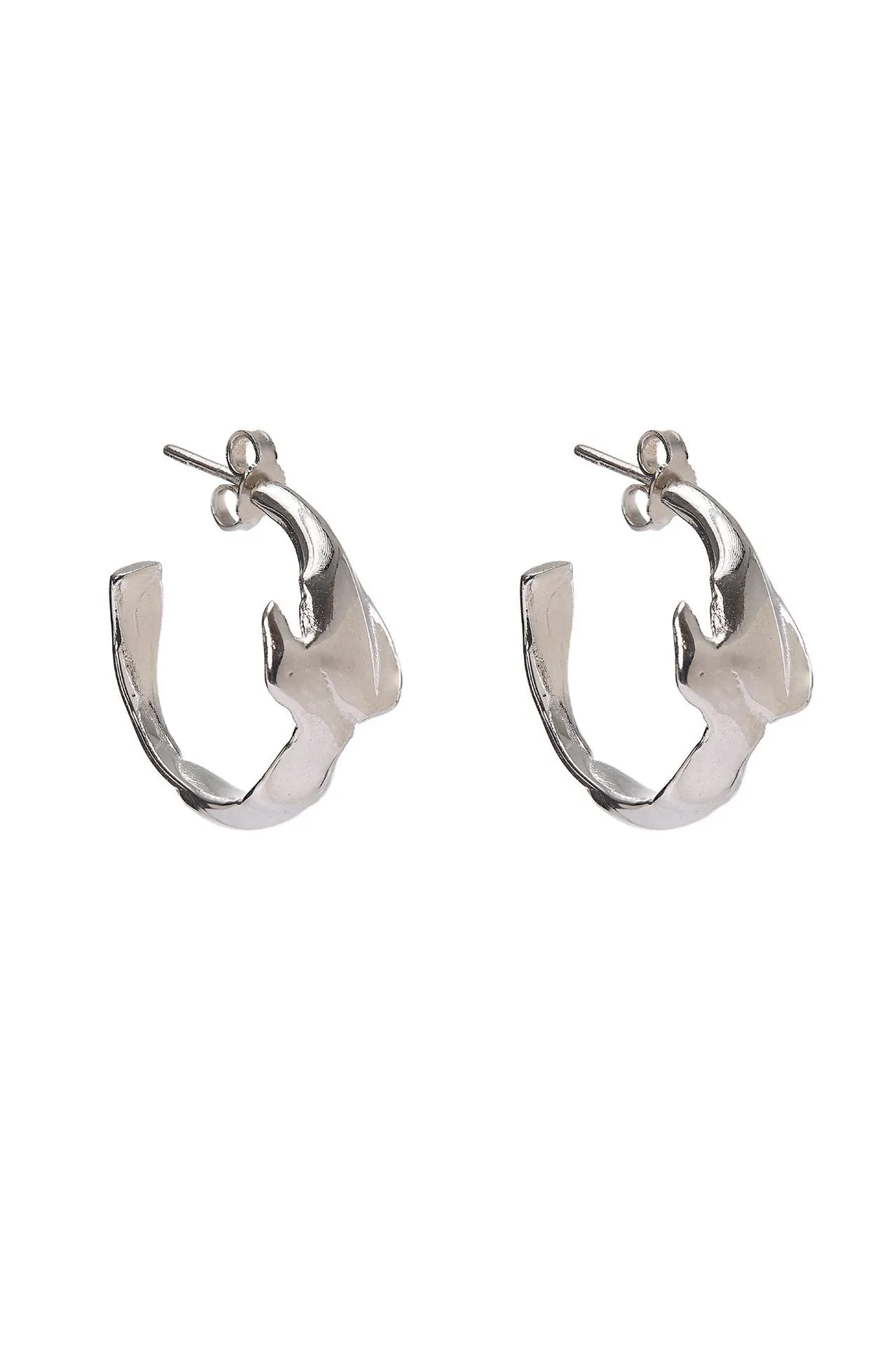 Large Random Silver Earrings - Eman Aglan