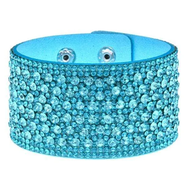 Leather Rhinestone Wide Band Bracelet