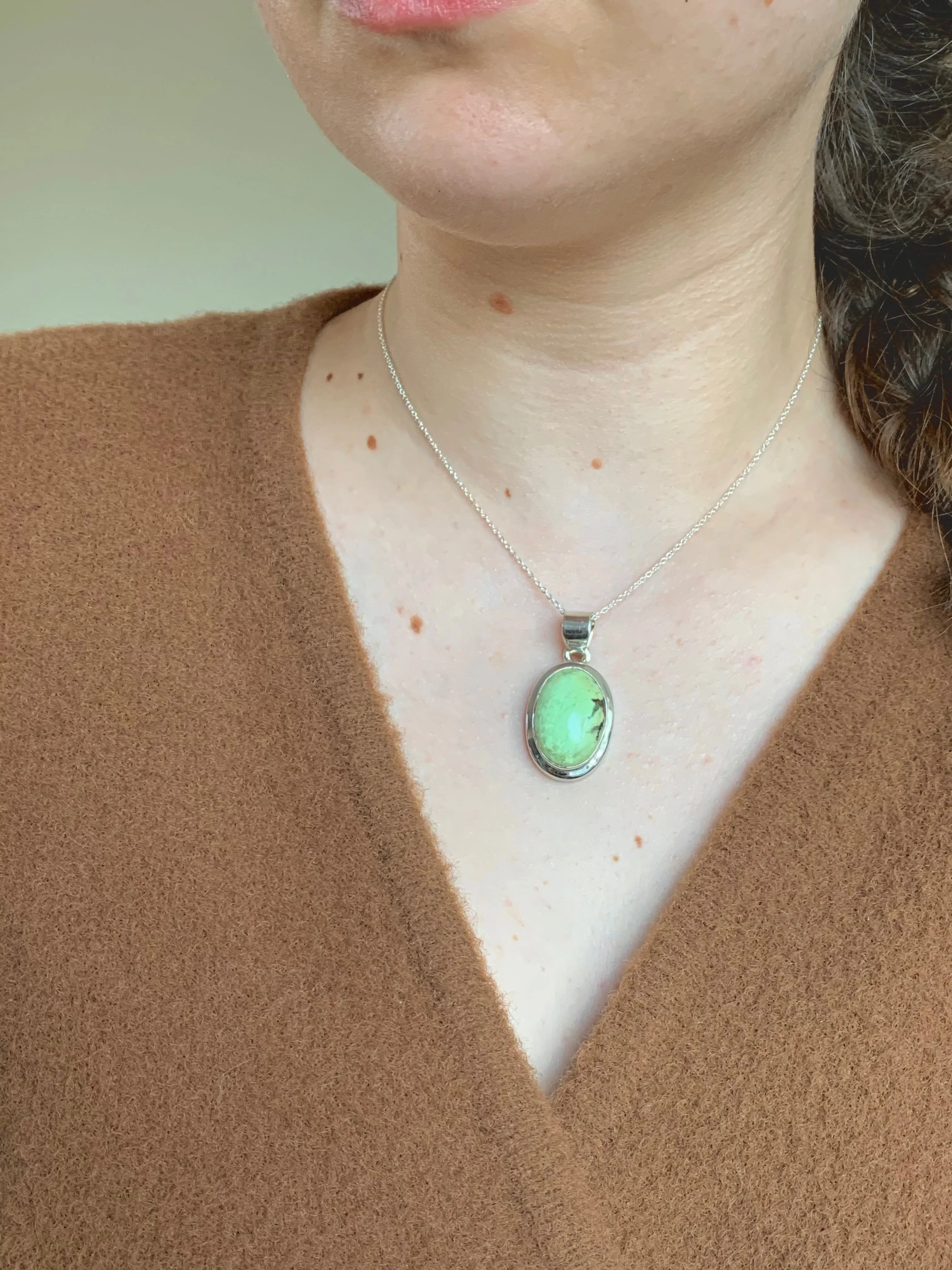 Lemon Chrysoprase Ansley Pendant - Oval