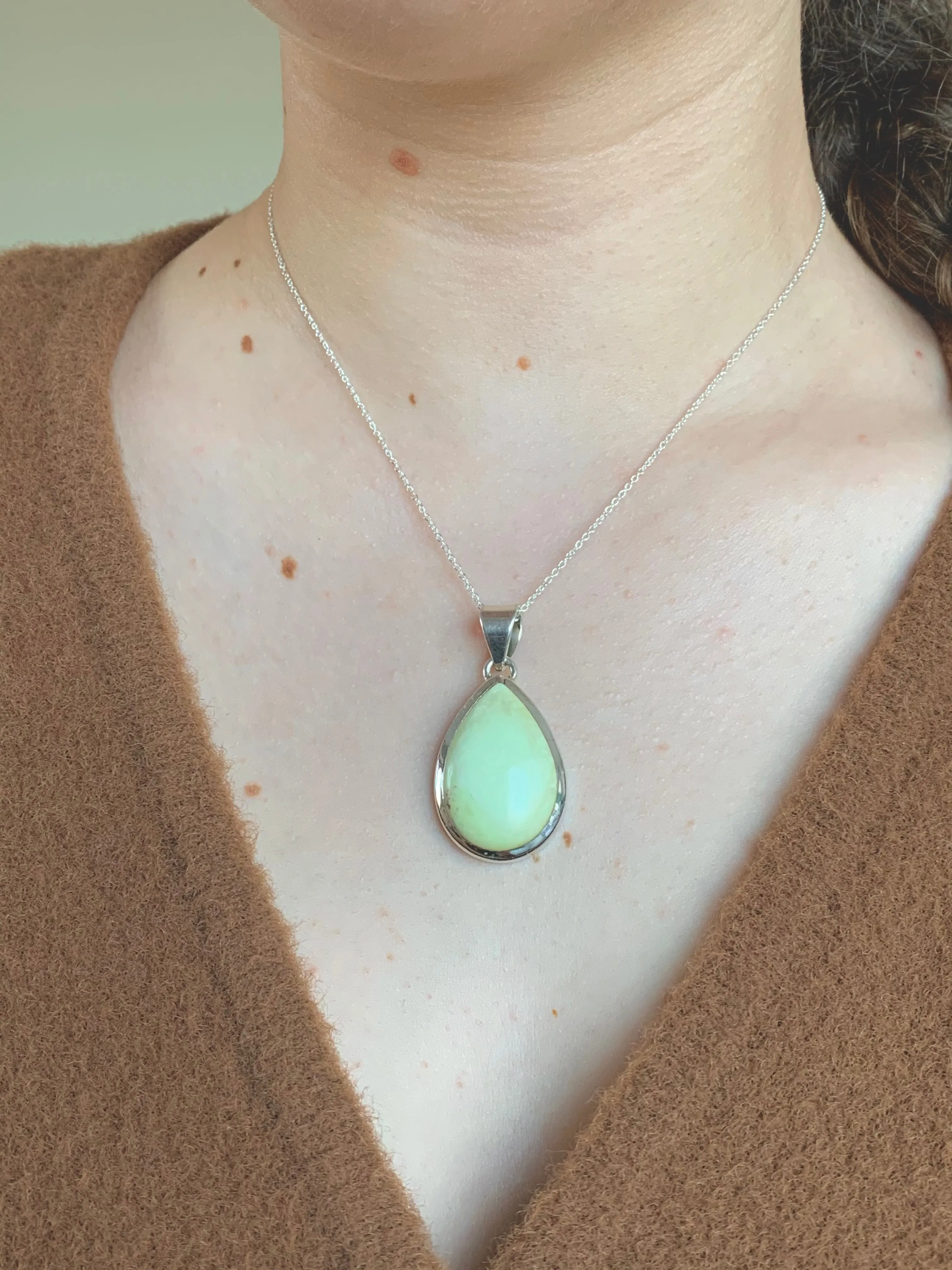 Lemon Chrysoprase Naevia Pendant - Large Teardrop