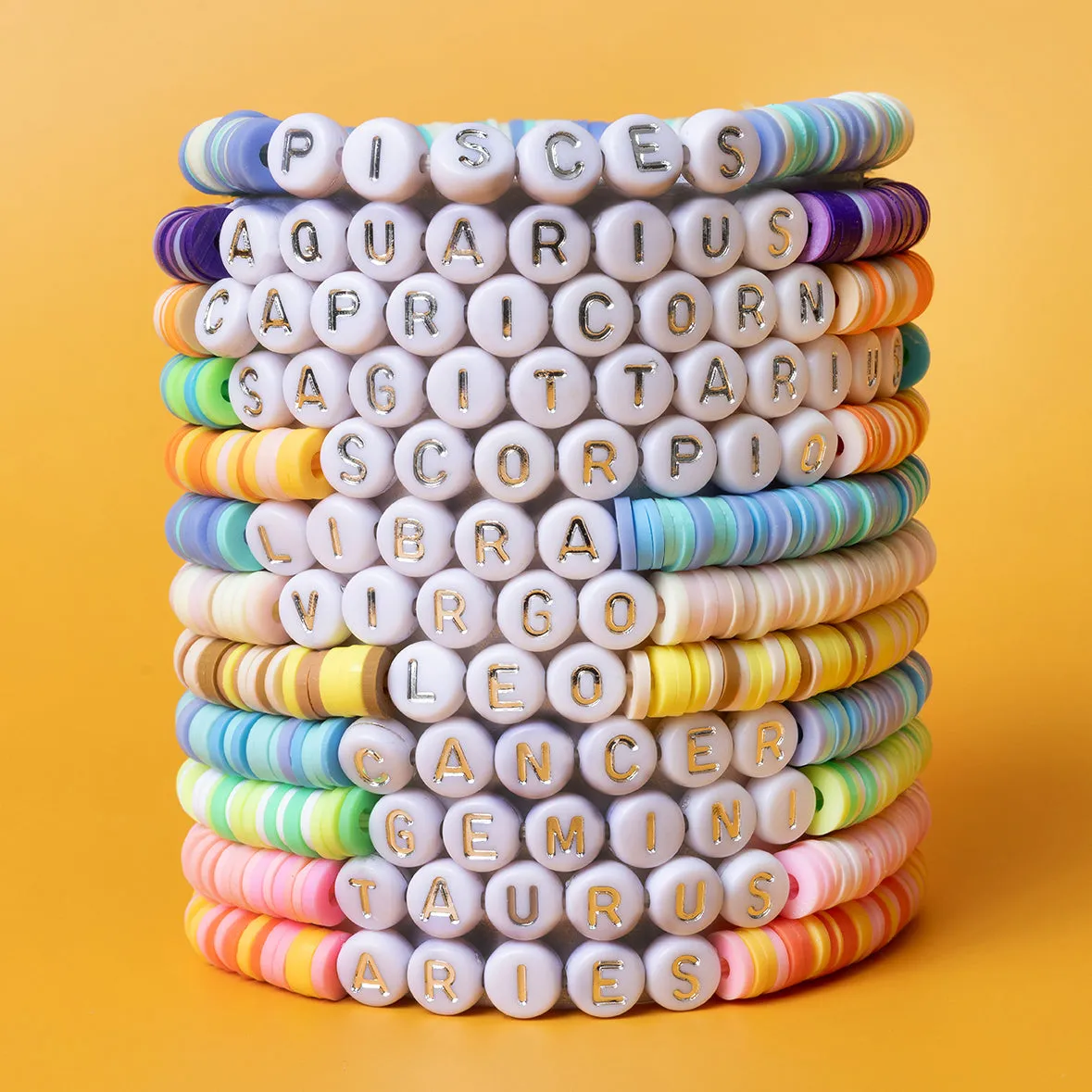 Leo Zodiac Beaded Word Bracelet Set