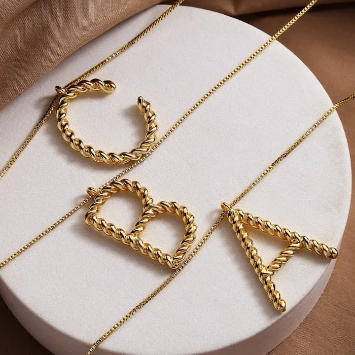 Letter Charm A-Z Braided Longline Necklaces