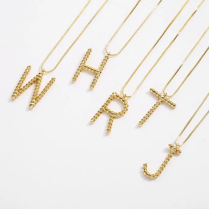 Letter Charm A-Z Braided Longline Necklaces