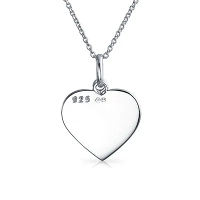 Live Love Laugh Heart Shape Pendant Necklace with Flower Charm Sterling Silver