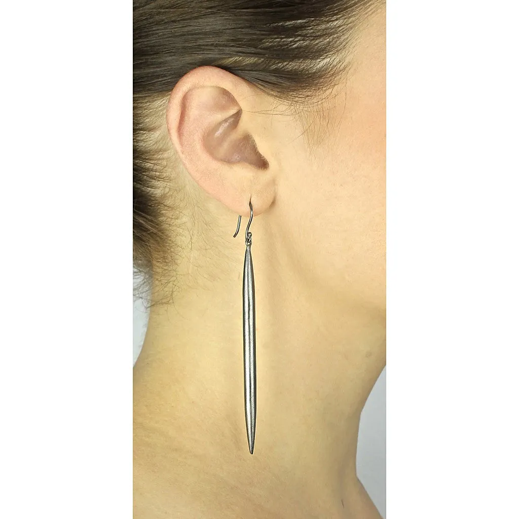 Long Black Spike Earrings