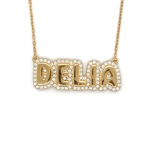 Lucca CZ's Outline Custom Bubble Name Necklace