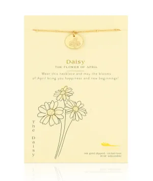 Lucky Feather Birth Flower Necklace - Daisy (April)