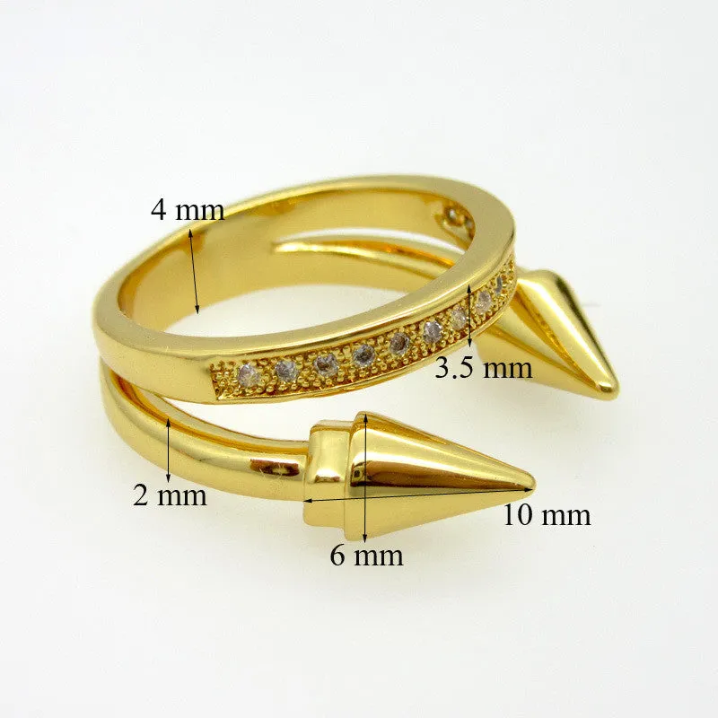 Luxury Brand Jewelry Nail Rings Cubic Zircon Engagement Ring Hypoallergenic Copper 18K Gold Plated Wedding Rings For Women