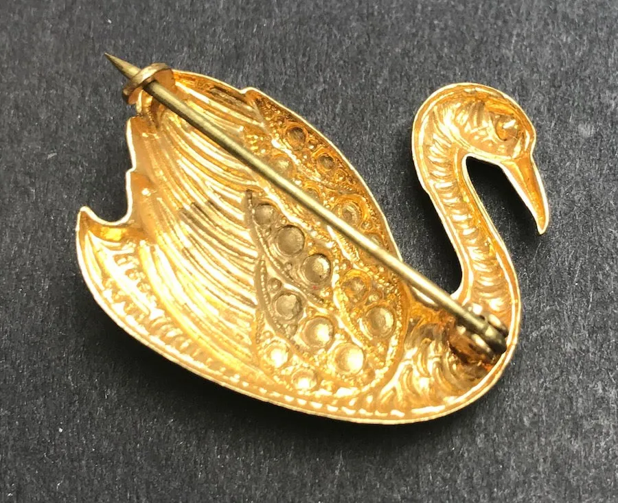 Magnificently Regal, Gloriously Sparkly Vintage Swan Brooches