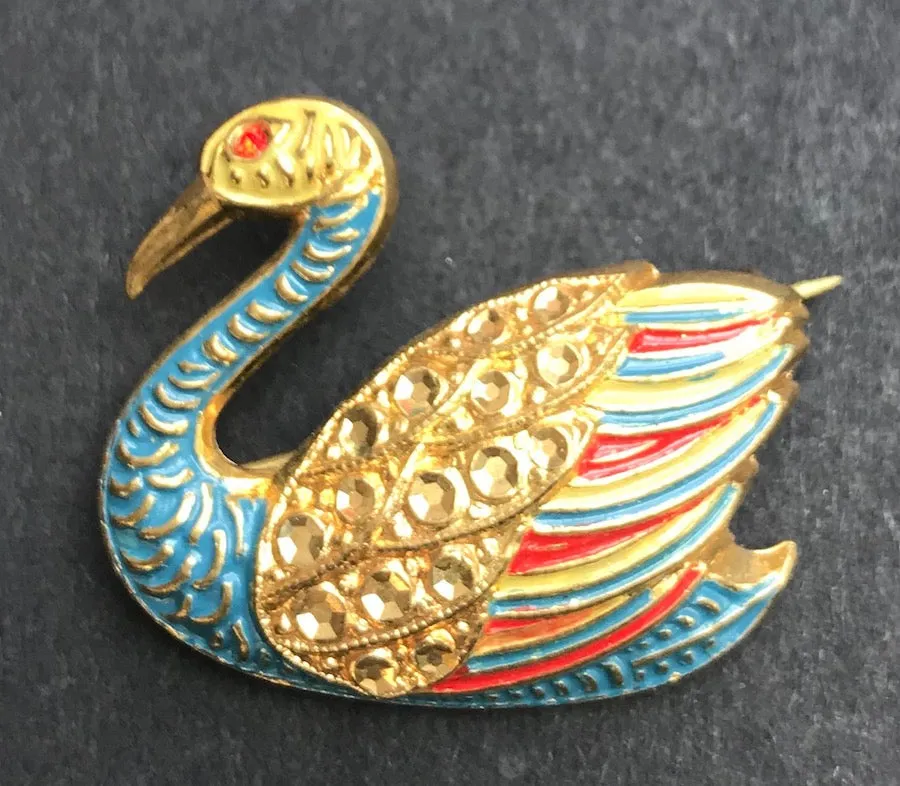 Magnificently Regal, Gloriously Sparkly Vintage Swan Brooches