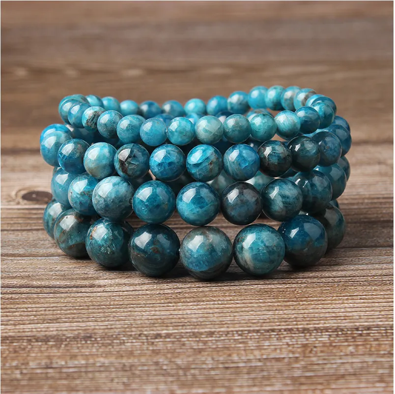 Majestic Blue Apatite Ensemble - Natural Blue Apatite Bracelets