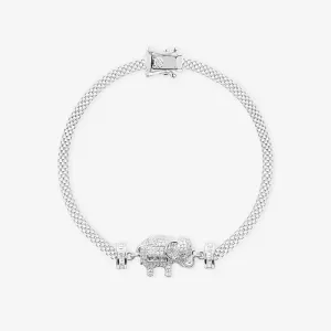 Majestic Elephant CZ Silver Bracelet