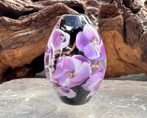 Majestic Purple Floral Lampwork Focal Bead SRA