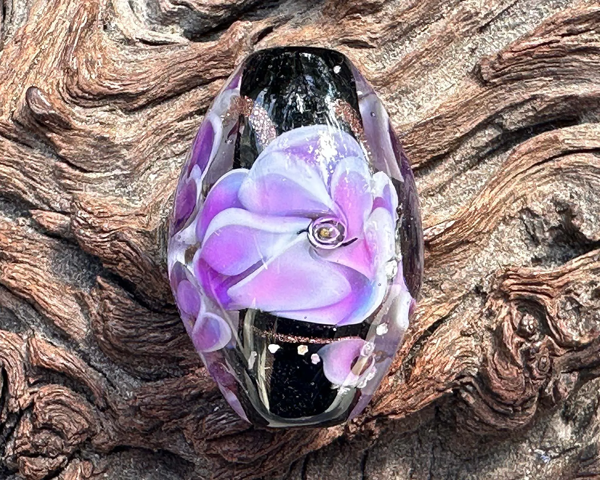 Majestic Purple Floral Lampwork Focal Bead SRA