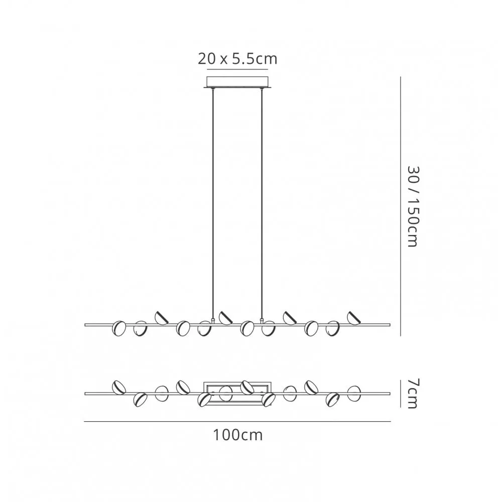 Mantra M6262 Adn 12 Light Linear Pendant 100cm White